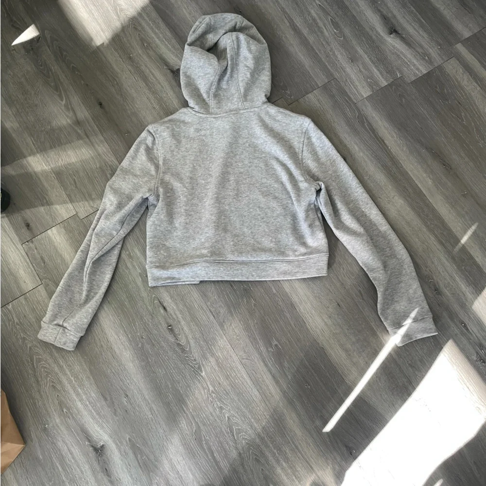 Adidas Gray and Pink Cropped Hoodie - Picture 3 of 3